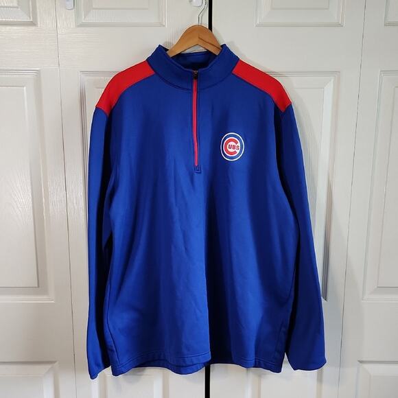 Chicago Cubs Mens Quarter Zip Pullover Jacket Size 2XL Baseball Sports Stretch - Picture 1 of 8
